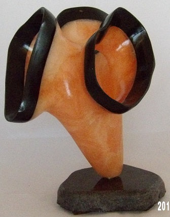 Black and Orange-Carved Alabaster Sculpture